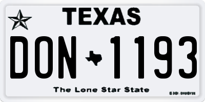 TX license plate DON1193
