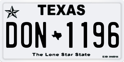 TX license plate DON1196
