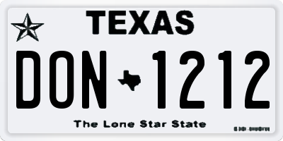 TX license plate DON1212