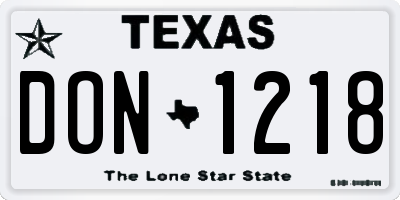 TX license plate DON1218