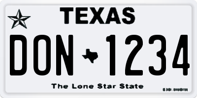 TX license plate DON1234