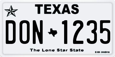TX license plate DON1235
