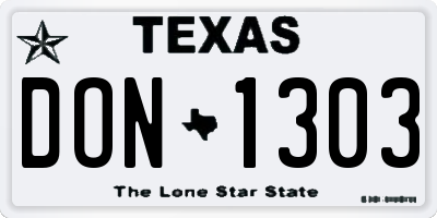 TX license plate DON1303