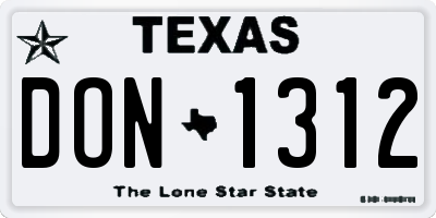TX license plate DON1312