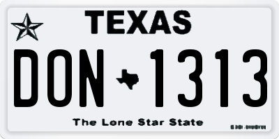 TX license plate DON1313