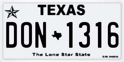 TX license plate DON1316