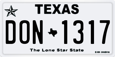TX license plate DON1317