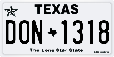 TX license plate DON1318
