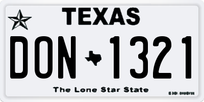 TX license plate DON1321