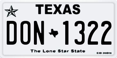 TX license plate DON1322