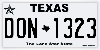 TX license plate DON1323