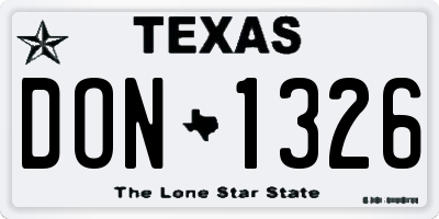 TX license plate DON1326