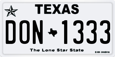 TX license plate DON1333
