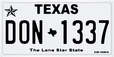 TX license plate DON1337