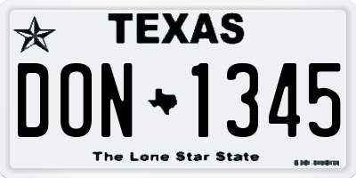 TX license plate DON1345