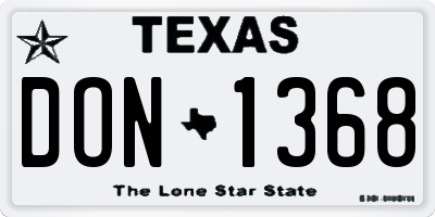 TX license plate DON1368
