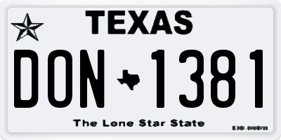 TX license plate DON1381