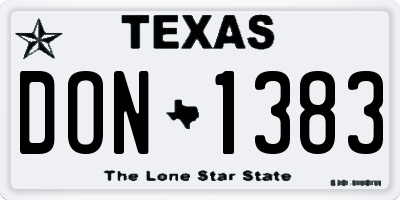 TX license plate DON1383