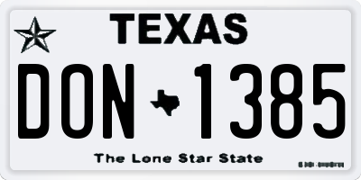 TX license plate DON1385