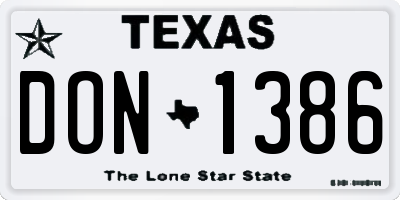 TX license plate DON1386
