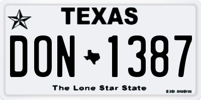 TX license plate DON1387
