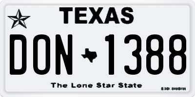 TX license plate DON1388