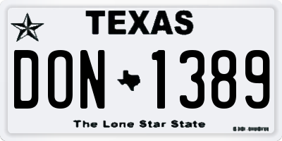 TX license plate DON1389