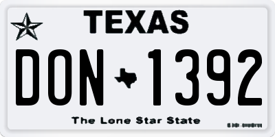 TX license plate DON1392