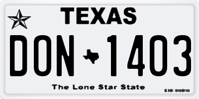 TX license plate DON1403