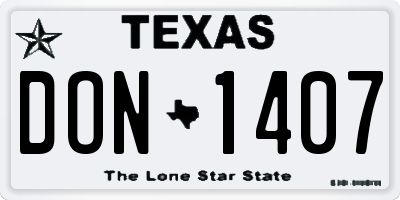 TX license plate DON1407