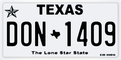 TX license plate DON1409