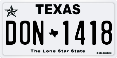 TX license plate DON1418