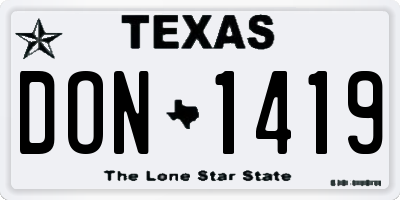 TX license plate DON1419