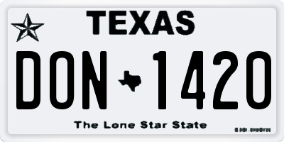 TX license plate DON1420