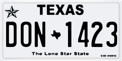 TX license plate DON1423
