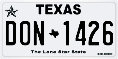 TX license plate DON1426