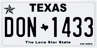 TX license plate DON1433
