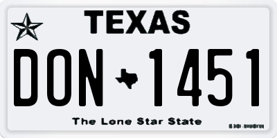 TX license plate DON1451