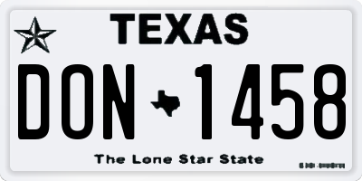 TX license plate DON1458