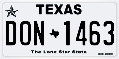 TX license plate DON1463