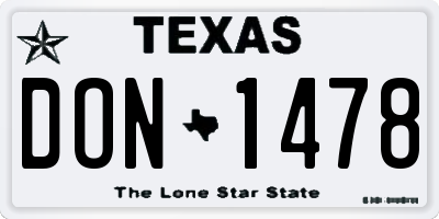 TX license plate DON1478