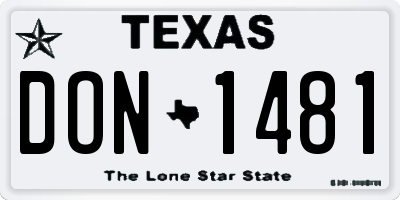 TX license plate DON1481