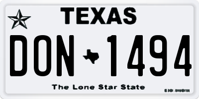 TX license plate DON1494