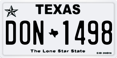 TX license plate DON1498