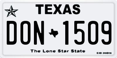 TX license plate DON1509