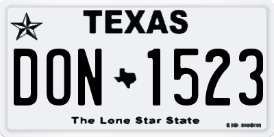 TX license plate DON1523