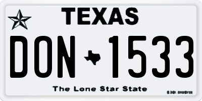 TX license plate DON1533