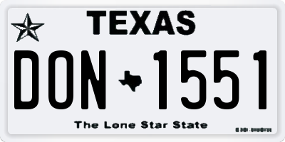 TX license plate DON1551