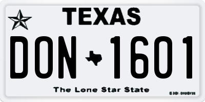 TX license plate DON1601