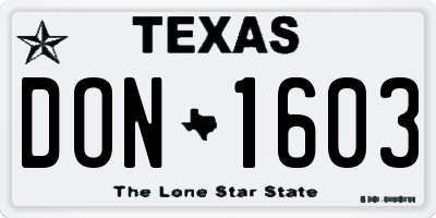 TX license plate DON1603